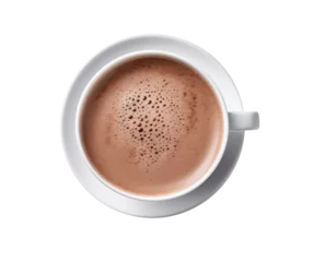 Fotobehang Cup of hot cocoa isolated on transparent background, top view © Aleksandr Bryliaev