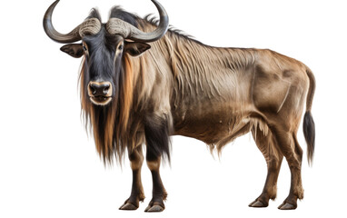 Dark Wildebeest on White Transparent Background.