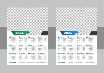 Calendar 2024 year, English planner template, Office business planning