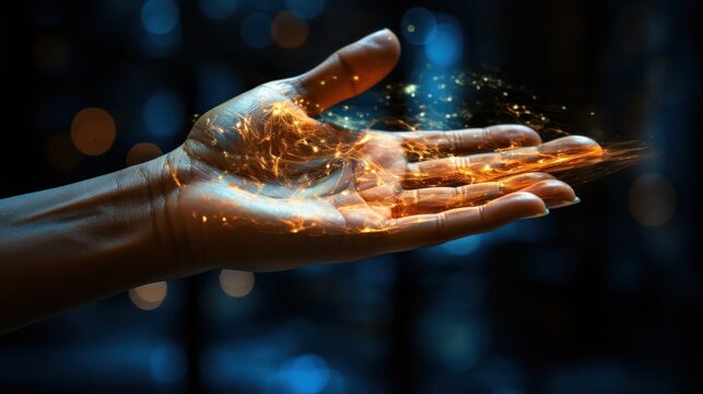 Woman's hand touching metaverse universe, conceptual digital transformation for next generation technology era.