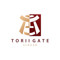 Fototapeta premium Torii Gate Logo Design Vector Minimalist Illustration Template