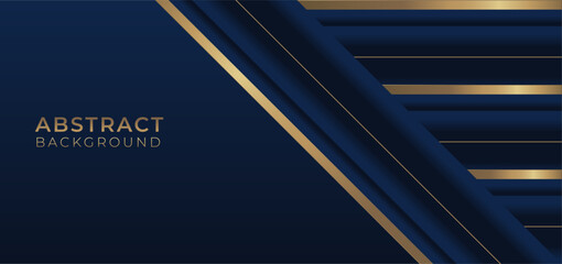 Obraz premium Luxury Premium background, banner design. Diagonals in dark royal blue with gold. Vector template.