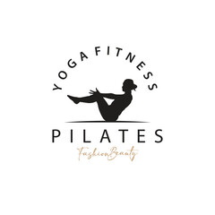 Pilates Pose Logo, Yoga Logo Design Vector Template Illustration