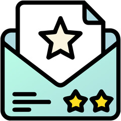 star shaped envelope doodle icon cartoon style