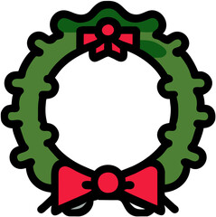 Christmas Wreath doodle icon cartoon style