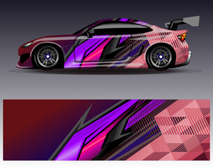 Car wrap design vector.Graphic abstract stripe racing background designs for vehicle, rally, race, adventure and car racing livery