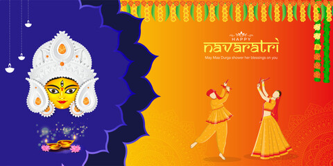 Vector illustration of Happy Navratri social media feed template
