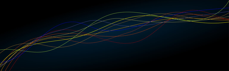 Dynamic gradient colorful flowing wave design element. Abstract wavy lines gradient vector line blend element. Vector minimal wavy line background with space for text