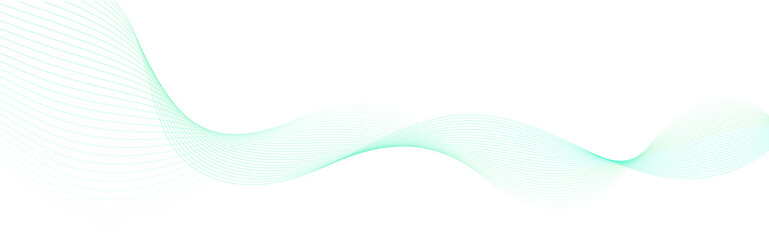 Fototapeta premium Creative green orange and blue gradient wave line blend element for design. Colorful shiny wave with lines created using blend tool. Curved wavy line, smooth stripe Vector. Digital frequency track equ