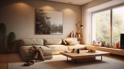 Interior of a cozy room in minimalist style