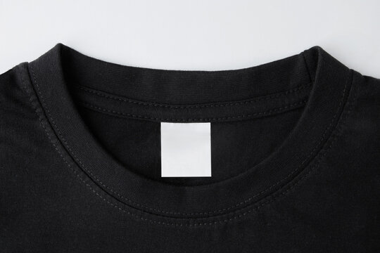 blank clothing label on black t shirt