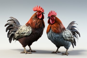 Fototapeta premium chickens exploring the farm, roaming freely in a grassy field,Generated with AI