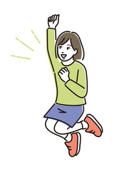 ジャンプをして喜ぶ女の子