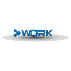 blue creative work logo with shadow