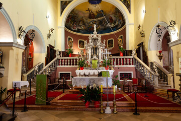 Church altar in the church of St. Pelagia, Novigrad, Istria County, Croatia, Europe
