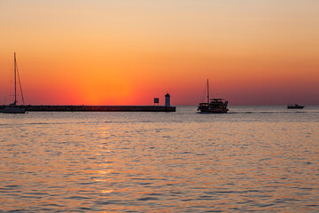 Harbour entrance,Sunset, Poreč , Istria, Croatia, Europe