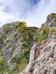 Fototapeta na wymiar 八ヶ岳　阿弥陀岳登山道から見る赤岳