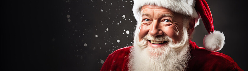 portrait of handsome smiling man in santa claus wearing - obrazy, fototapety, plakaty
