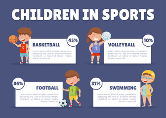 Fototapeta na wymiar Happy Children Enjoy Sport and Physical Activity Banner Design Vector Template