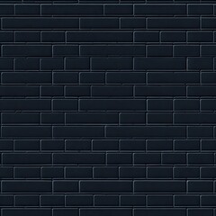 Wide Panorama of Abstract Black Brick Wall Texture, Great as a Unique Pattern Background.