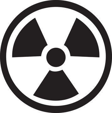black flat Radioactive icon nuclear symbol. Uranium reactor radiation hazard. Radioactive toxic danger sign design isolated on transparent background. Nuclear bomb symbol. Danger icon.