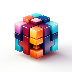 Color cubes isolated on a white background