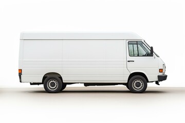 A small delivery van with limited storage space against a plain white backdrop. Generative AI