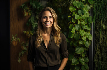 Fototapeta premium Businesswoman at her green startup workplace