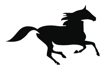 Naklejka premium A silhouette of a running horse 