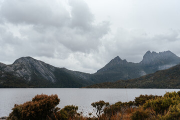 View of a lake surrounded by mountains