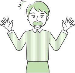 Surprised man's upper body illustration-friendly simple touch