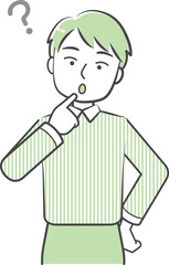 Illustration of a man's upper body wondering - familiarity simple touch