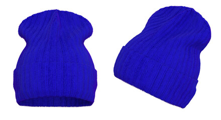 Blue Woolen cap. Winter warm cap