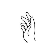 Woman's hand icon line. Vector Illustration of Elegant female hands. Lineart in a trendy minimalist style.