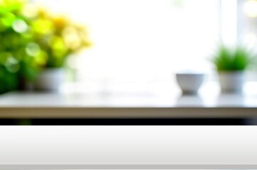 Empty table top on blurred cafe background