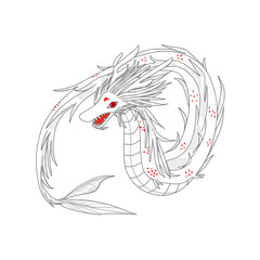 赤い模様がある白色のドラゴン