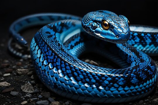 Blue Insularis Snake with black background