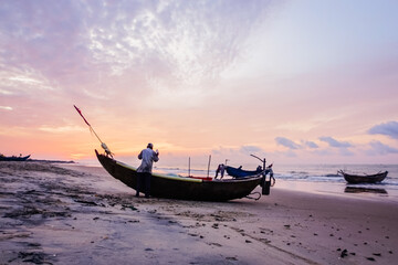 boat at sunset