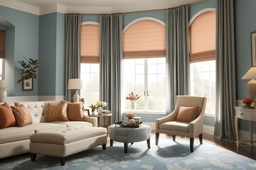 Describe the window treatments in the room captured 