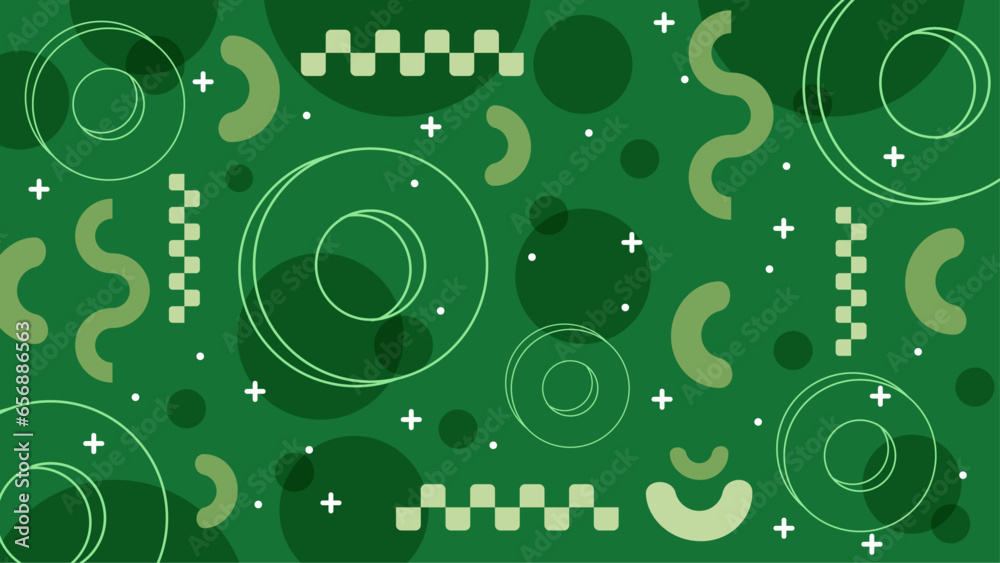 Wall mural Memphis style green circle backgrounds flat vector Illustrations for Background - Wall murals