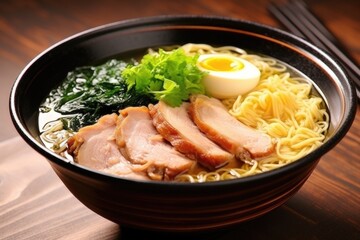 japanese ramen soup with noodles and pork