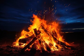 bright bonfire against the contrast of deep night