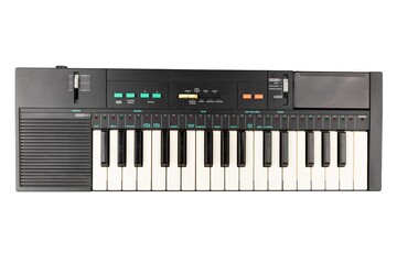 90s Electric piano keyboard for small kids isolated no background - obrazy, fototapety, plakaty