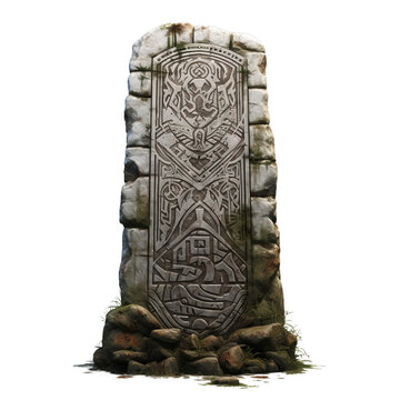 Runestone isolated on transparent background. Generative AI image