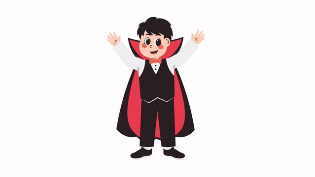 Cute Halloween Character Animations Young Boy in Vampire Halloween Costume