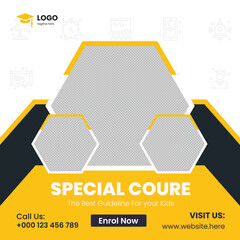 Vector school admission social media post and web banner template