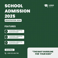 vector school admission social media post and web banner template