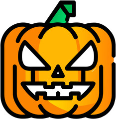 halloween jack o lantern pumpkin doodle icon cartoon style