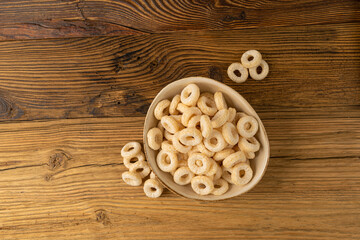 Cereal Rings Isolated, Breakfast Rice Loops, Corn Cereals Snack