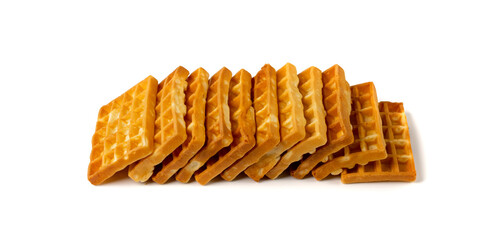 Belgian Waffle Isolated, Square Waffled Cookie, Soft Golden Belgian Waffles, Wafer Biscuit Breakfast